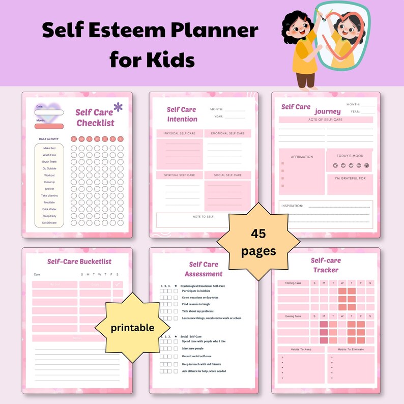 Printable Kids Self Esteem Planner | Confidence Building Workbook ...