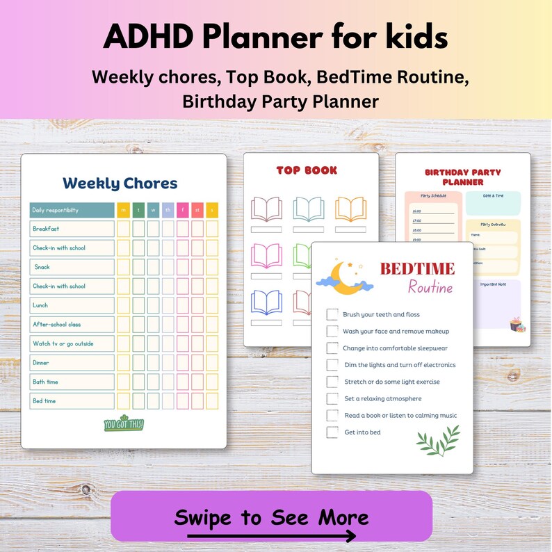 ADHD Kids Daily Planner Printable, Routine Checklist, Chore Chart ...