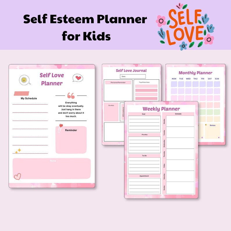 Printable Kids Self Esteem Planner | Confidence Building Workbook ...