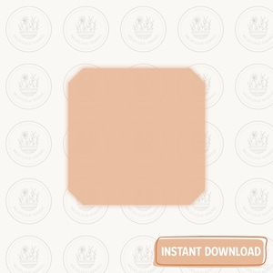 May include: A peach-colored square cookie cutter with clipped corners. The object is centered against a light background featuring a repeating circular logo pattern. A rectangular label at the bottom reads INSTANT DOWNLOAD.