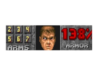Adesivo per paraurti con HUD di Doom / Decalcomania per videogioco retrò in pixel art