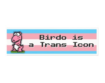 Birdo è un magnete per auto Trans Icon / adesivo con bandiera Trans Pride