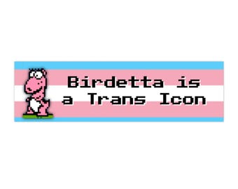 Birdetta è un adesivo per paraurti di un videogioco a 8 bit con icona trans.