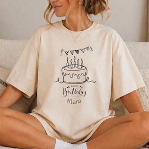 Personalized Birthday T-Shirt, Custom Name Gift for Her, Happy Birthday Shirt, Birthday Girl Tee, Oversized T-Shirt, Gift for Mom, Dad, Him