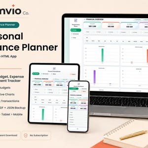 Personal Finance Planner HTML App | Offline Budget, Expense & Investment Tracker