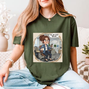 Funny Office T-Shirt, Rolled Eyes Cartoon, Deadline Drama Tee