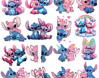Stitch and Angel Svg Png Bundle, Stitch Tshirt Mug Cup, Stitch Svg, Png, Stitch Love Svg, Angel, Stitch With Angel Svg , Stitch Couple Svg