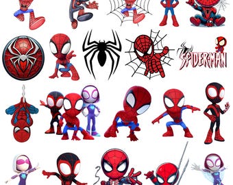 Pacote de Clipart em Aquarela do Homem-Aranha e Seus Amigos, PNG de Super-Heróis, PNG do Homem-Aranha, PNG do Homem-Aranha e Seus Incríveis Amigos, Crie sua própria camiseta de aniversário do Homem-Aranha