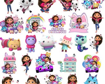 Pacchetto di clipart PNG della casa delle bambole di Gabby, clipart digitale di Gabby, casa delle bambole di Gabby, clipart di compleanno della casa delle bambole di Gabby, Svg Png di Gabby