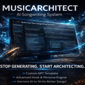 MusicArchitect AI Songwriting System | Custom GPT Template for Suno Prompts | Hook Engine + Persona Lock