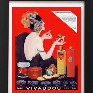 Antique 1920's Glamour Girl RED Compact Beauty Makeup Face Powder Perfume Reproduction Fine Art Print