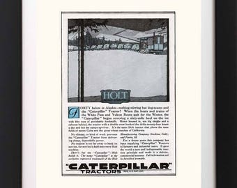 Antique Caterpillar Tractor Holt ALASKA Snow Cat Sleigh Yukon Reproduction Advertising Poster Art Print