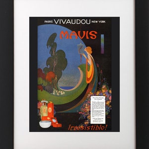 1920's vintage Art Nouveau May Perfume BIRDCAGE Bird Beauty French Bathroom Advertising Poster Print