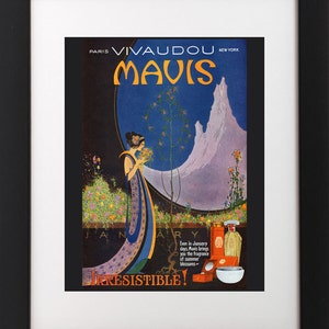 Vintage 1920's Nouveau MOUNTAIN Flower Woman January PERFUME Bottle Beauty Bath Poster Art Print