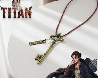 AotEren Shiganshina Basement Key Anhänger Halskette Anime Cosplay Schmuck Requisite Für Männer Frauen Fans Zubehör Geschenk