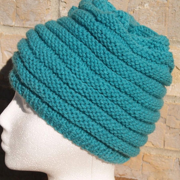 Teal Gumdrop Chemo Cap, Winter Hat, Ski Hat, Slouch Hat