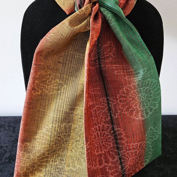 Japanese Kimono Scarf S1391 - Crayon Striped Wool