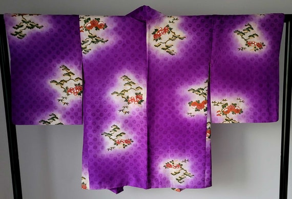 Vintage Japanese Kimono - Purple Silk Kimono Jack… - image 5