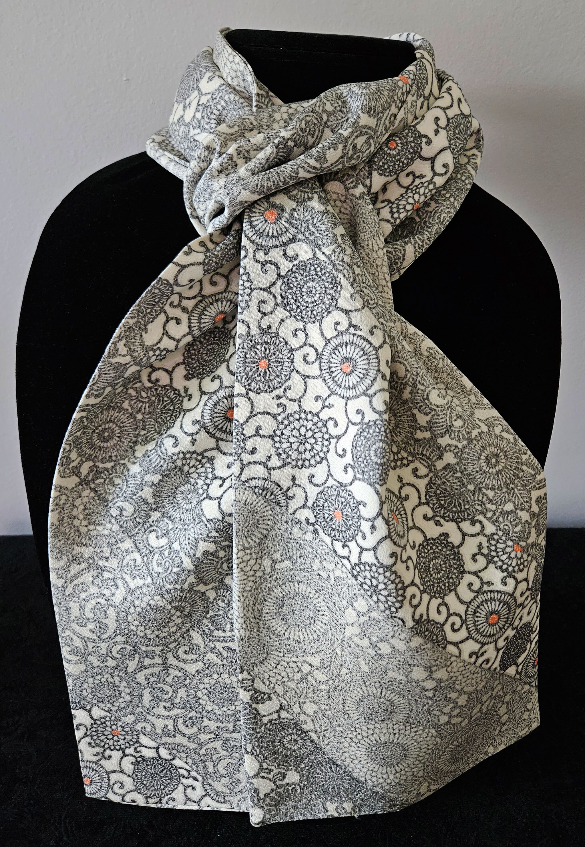 Grey Silk Scarf Silver Scarf Raw Silk Scarves Elegant Gray 