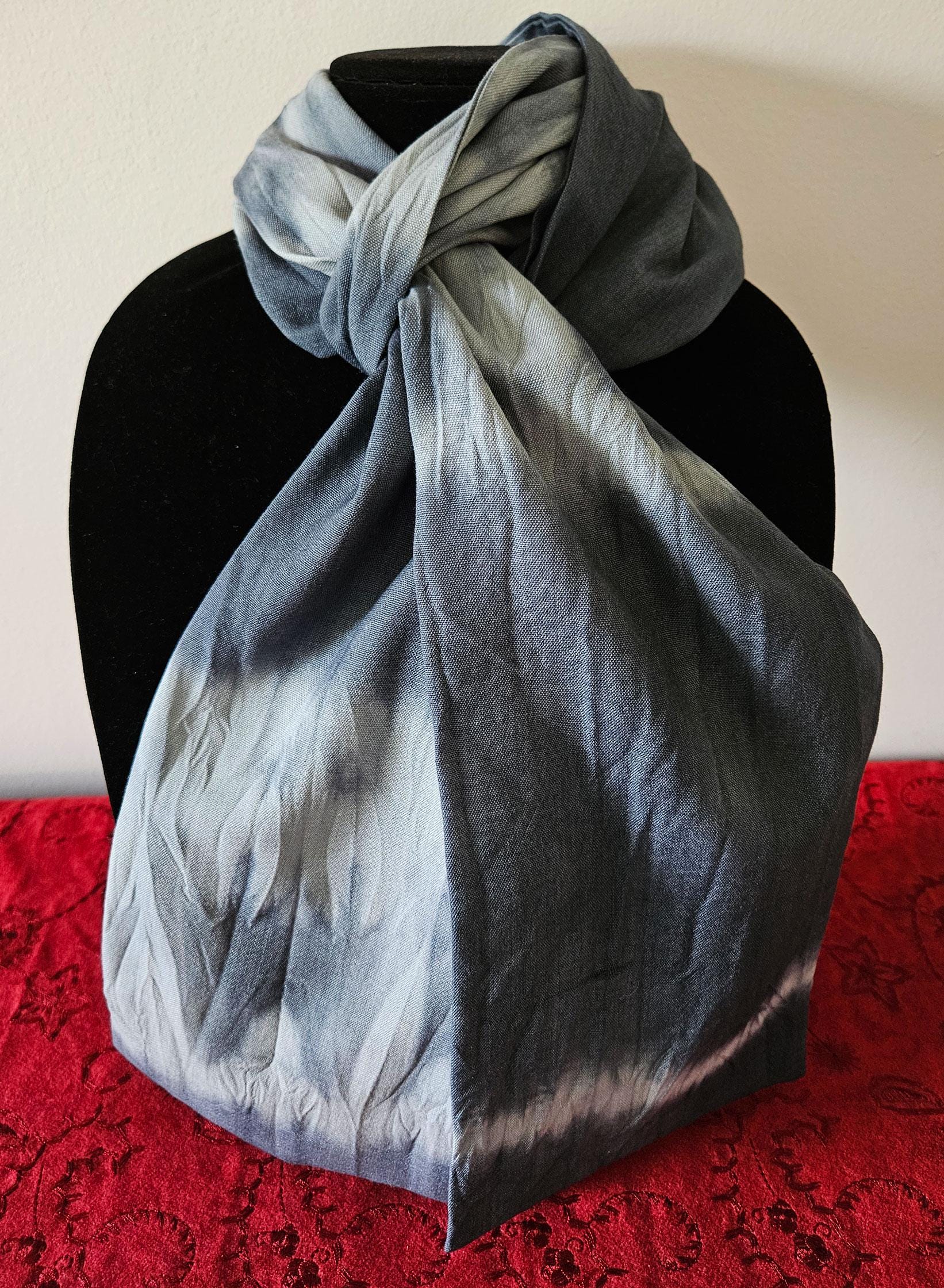 Japanese Kimono Scarf S3119 - Shibori Dyed Indigo Wool Crinkle - Etsy