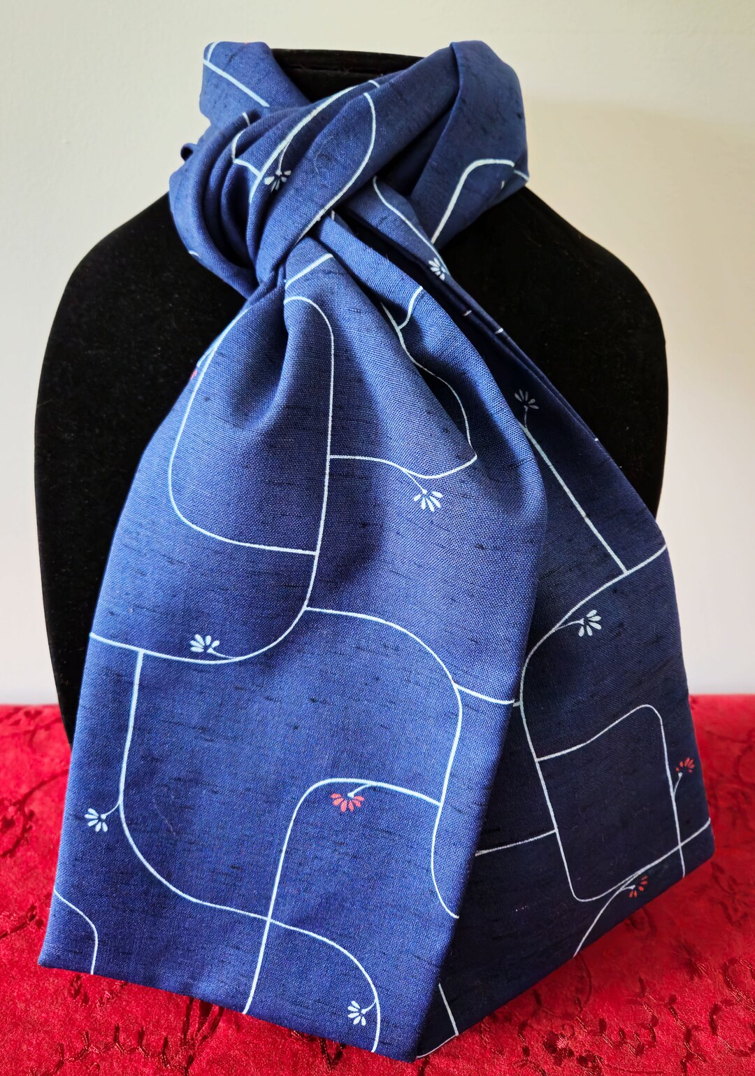 Kimono Scarf S1710 Indigo Blue Wool Blend Etsy