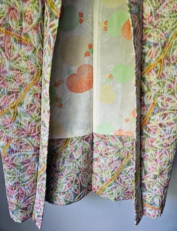 Kimono - Silk Shibori Dyed Kimono Jacket- Haori- … - image 3