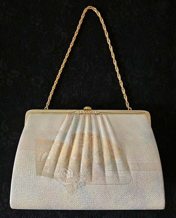 Vintage Japanese Silk Brocade Fabric Hand Bag H11… - image 3