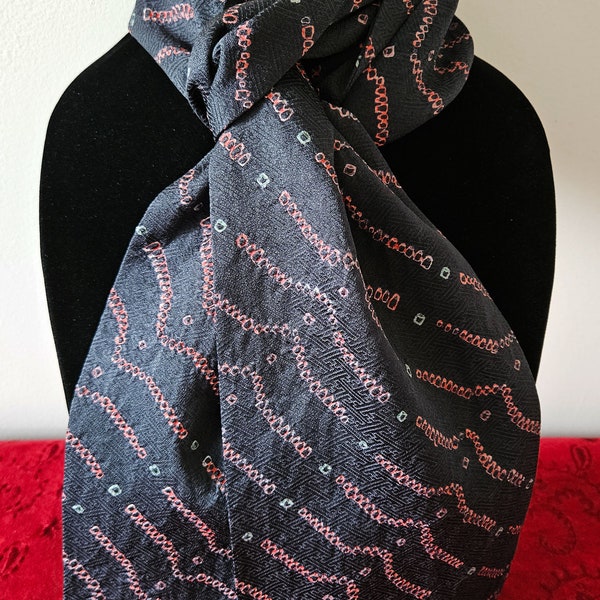 Kimono Scarf S1861- Navy Blue Shibori Dyed