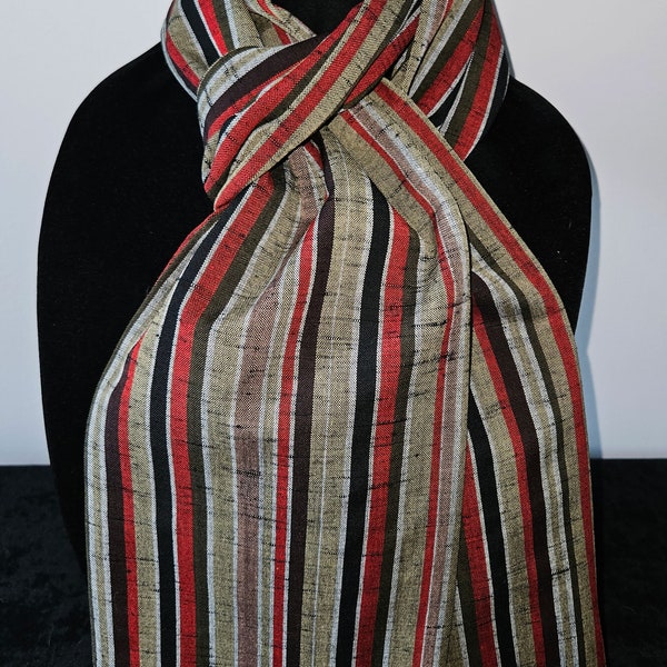 Japanese Kimono Scarf S1401- Green Tea Striped Wool