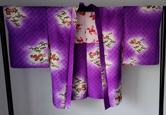 Vintage Japanese Kimono - Purple Silk Kimono Jack… - image 1