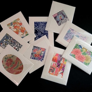 Textile Card Kimono Fabric Textile Card Mini Packs - Set of 3 Assorted - Etsy