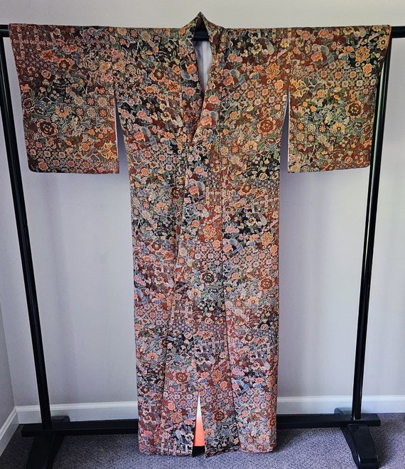 Vintage Silk Kimono - Chirimen Silk Vintage Japane
