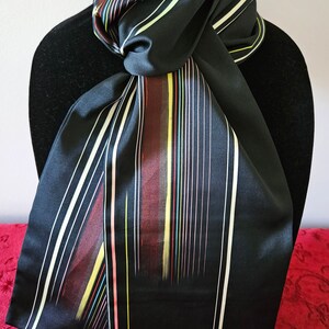 Kimono Scarf S1688 - Black Color Stripes Silk