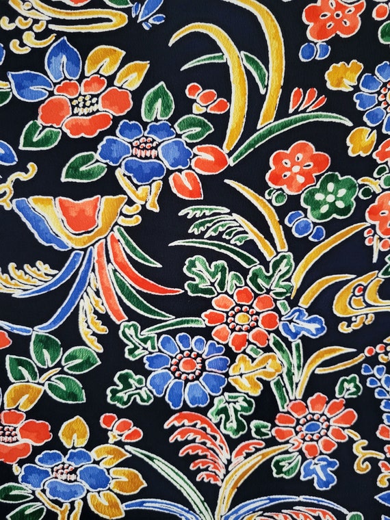 Vintage Stenciled Silk Kimono - Vintage Japanese … - image 7