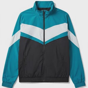 Vintage Under Armour Teal Svart Vit Colorblock Windbreaker Jacka – 90-tals Athletic Streetwear