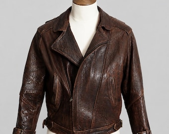 Brown Distressed Genuine Sheepskin Biker Jacket | Women's Retro Motorcycle Outerwear