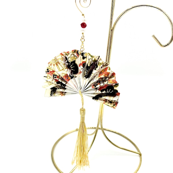 Origami Folding Fan Ornament: Japanese Chiyogami Paper Sensu