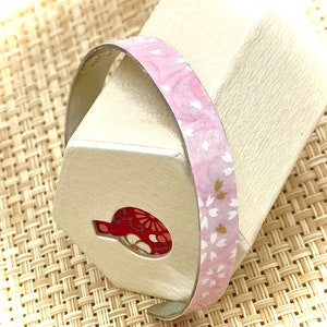 Pink Sakura Chiyogami Cuff Bracelet, Cherry blossom bracelet,Spring bracelet