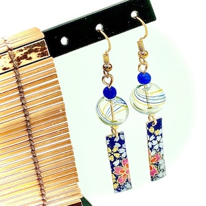 Japanisches Windspiel Stil Furin Ohrringe, Lapis Lazuli Edelstein Ohrringe