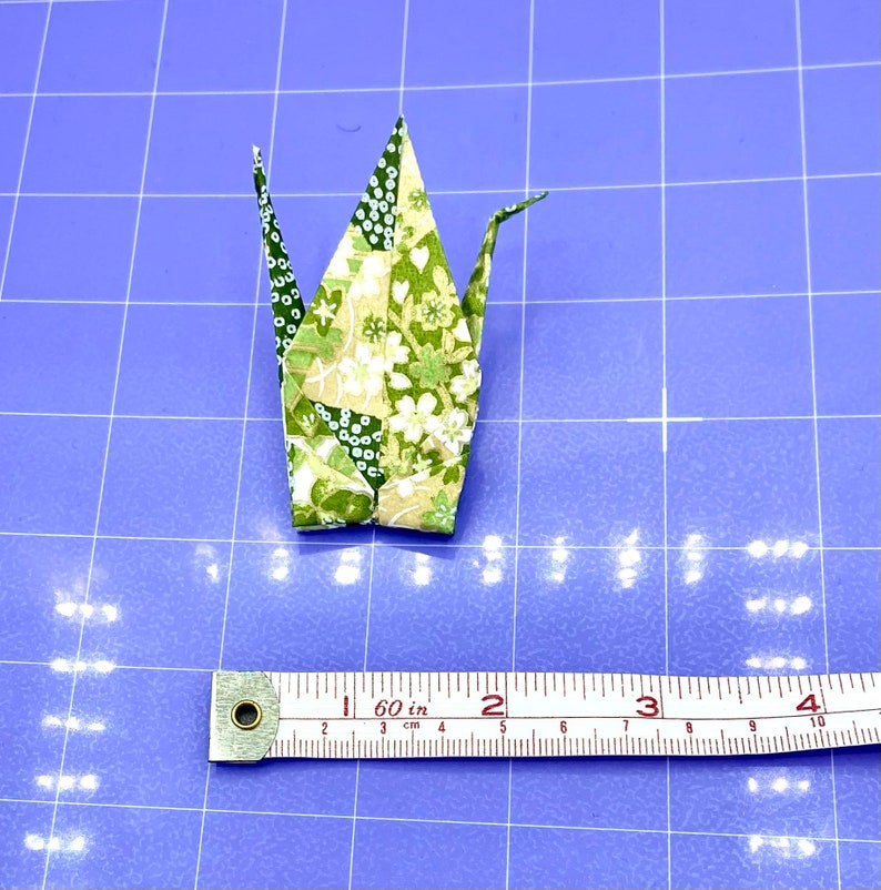Green and Gold Origami Paper Crane Orizuru Green Origami Etsy