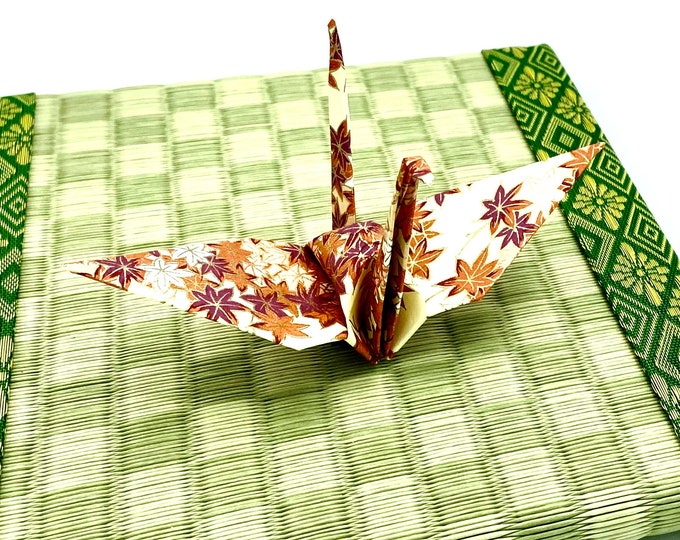 White Momiji Maple leaves Origami Crane , Prayer origami crane, Japanese paper decoration, Get well gift, Japanese Orizuru