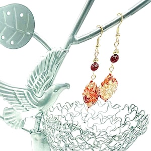 Orange leaves Chiyogami Earrings, Leaf Shaped Chiyogami Earrings, Fall Earrings