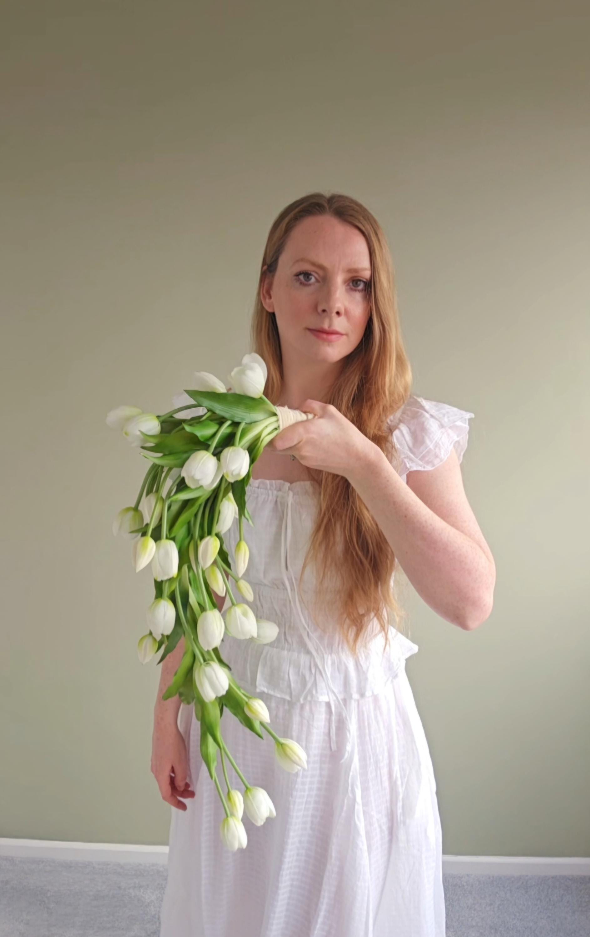 Cascading White Tulip Bouquet
