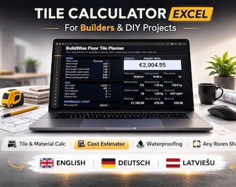 Floor Tiling Calculator Pro | Excel Estimate Planner (Digital Download)
