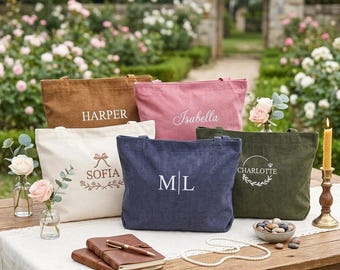 Bolso de mano personalizado con nombre, bolso de pana personalizado, bolso de hombro bordado, regalo para ella, regalo para damas de honor