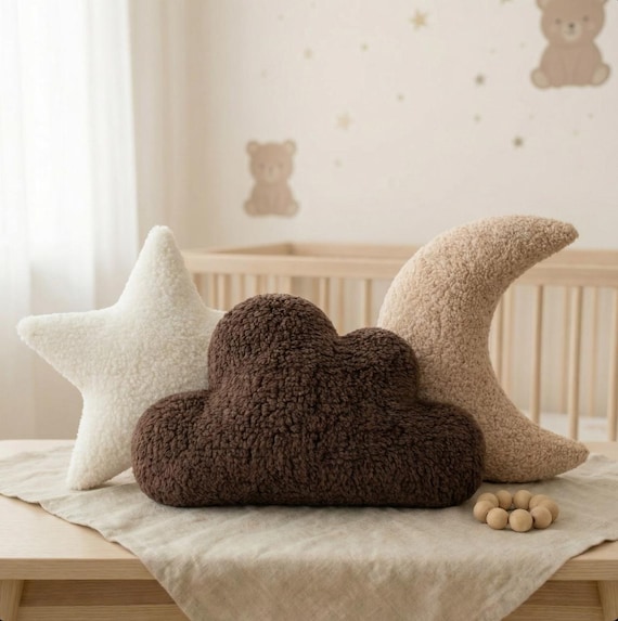 Stern Mond Kissen Baby, flauschige Kissen, Wolkenkissen, Neugeborenen Foto-Shooting, Boho Babyzimmer