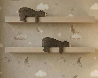Wooden Bear Door Topper, Nursery Shelf Decor for Wooden Nursery Art, Wooden Boho Decor