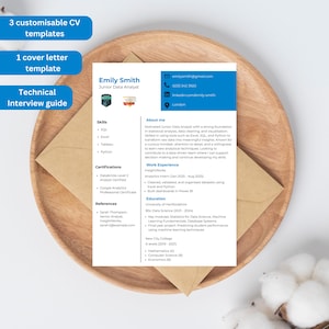 データアナリスト向け履歴書バンドル | ジュニアアナリスト向け履歴書テンプレート + カバーレター + 面接ガイド | PDF エントリーレベルのデータおよびテクノロジーキャリアバンドル