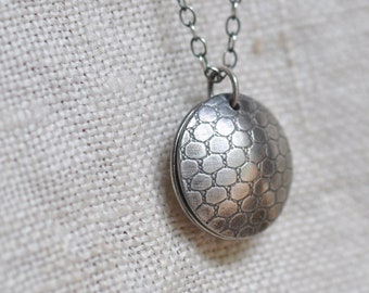 925 Silber Blüten Perlenkette, handgeschmiedet, oxidiert, Unikat