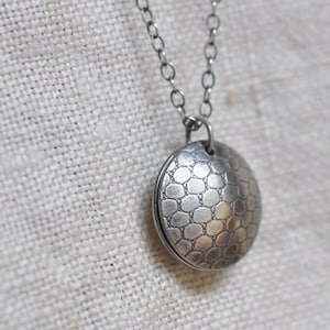 Sterling silver blossom bead necklace, hand forged, oxidized, unique